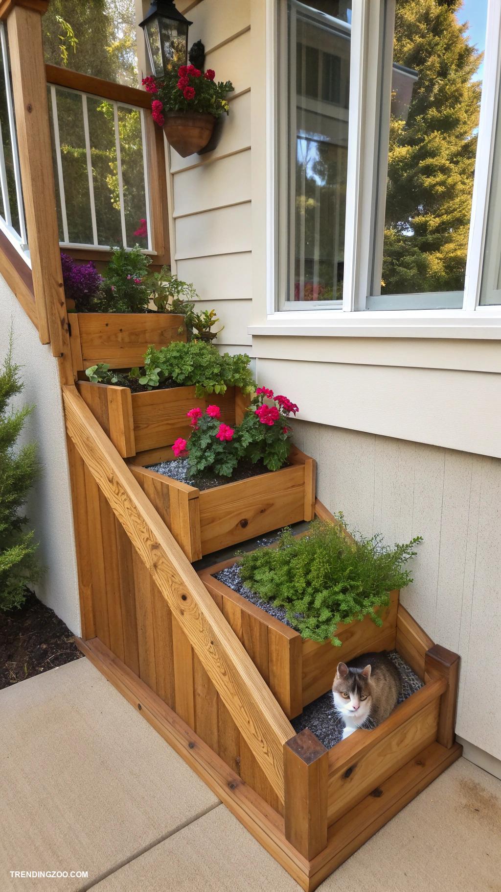 pet window perch with stairs Multilevel window box with hidden stairs