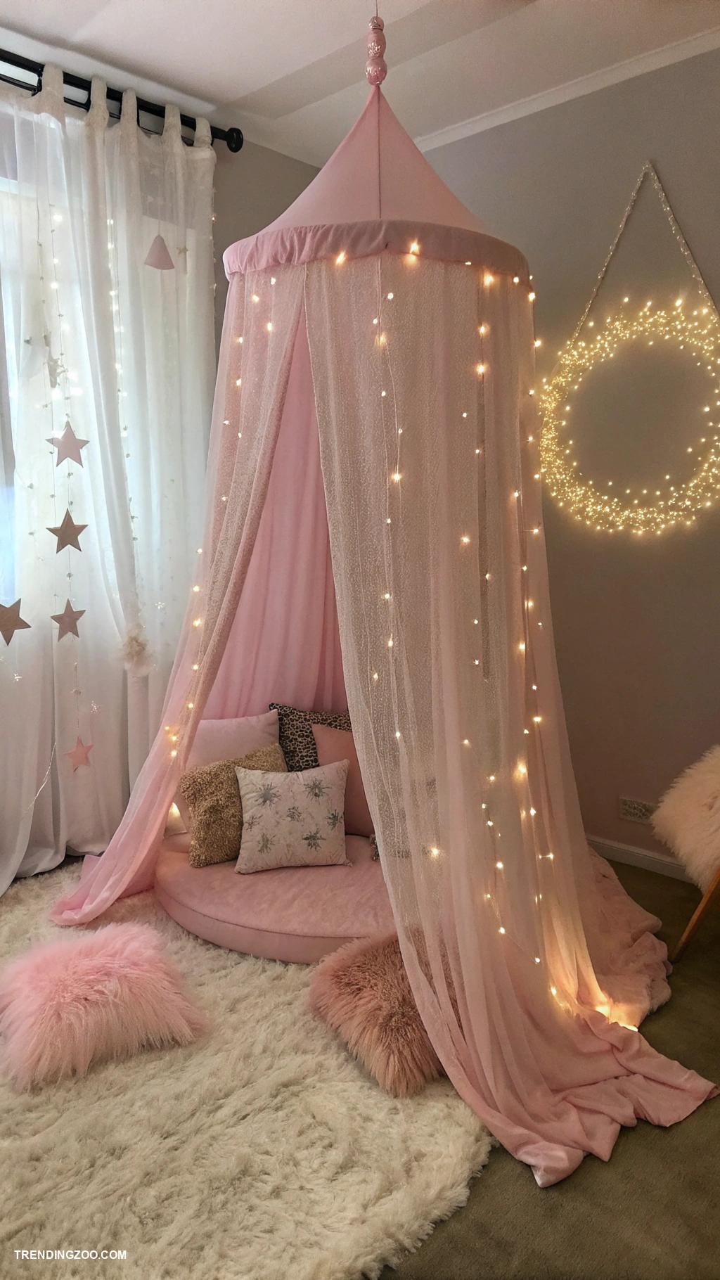 pink cat house ideas Dreamy canopy tent design with sparkles