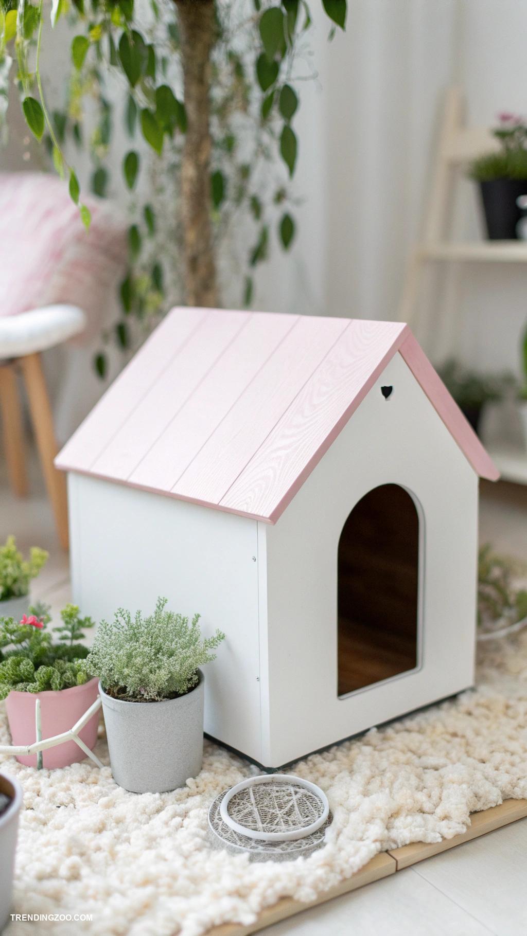 pink cat house ideas Minimalist box with pastel accents