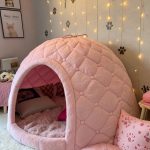 pink cat house ideas Pink igloo with soft comfortable interior