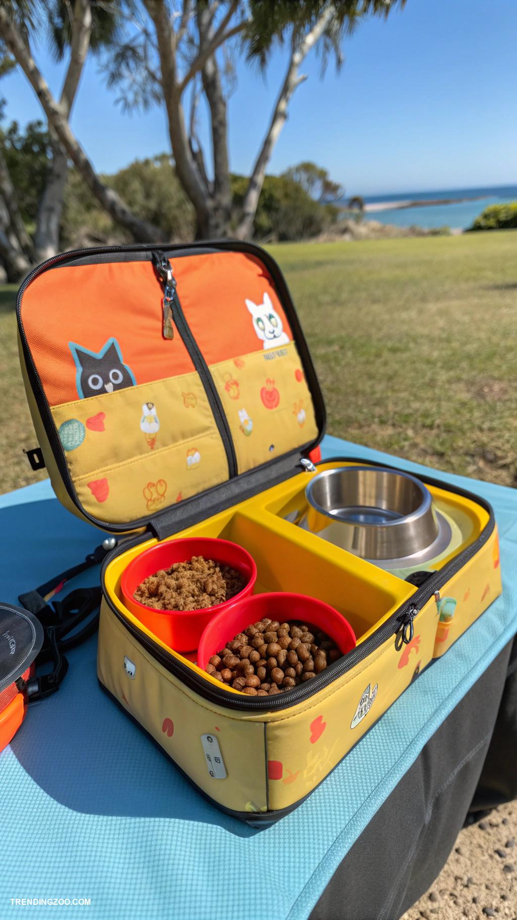 cat food station ideas Portable travel food station for outdoor trips