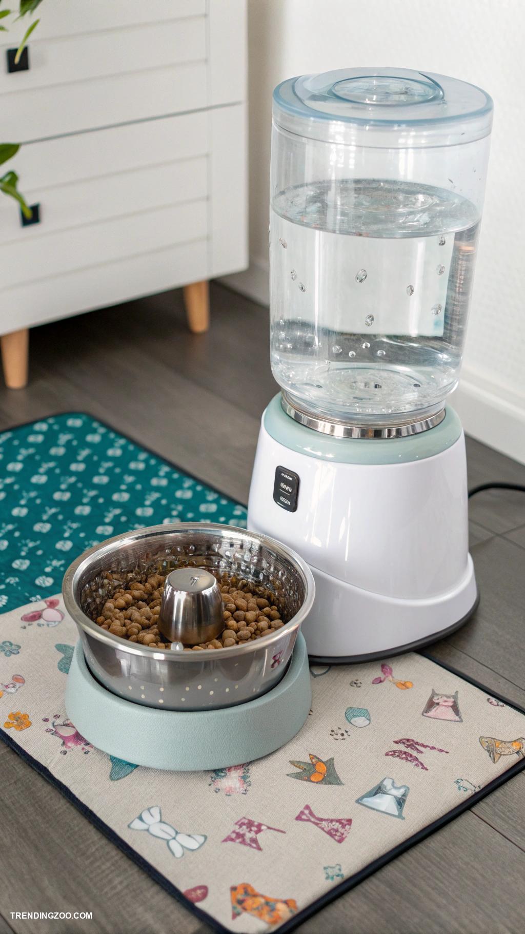 cat food station ideas Self filling water fountain with filtration
