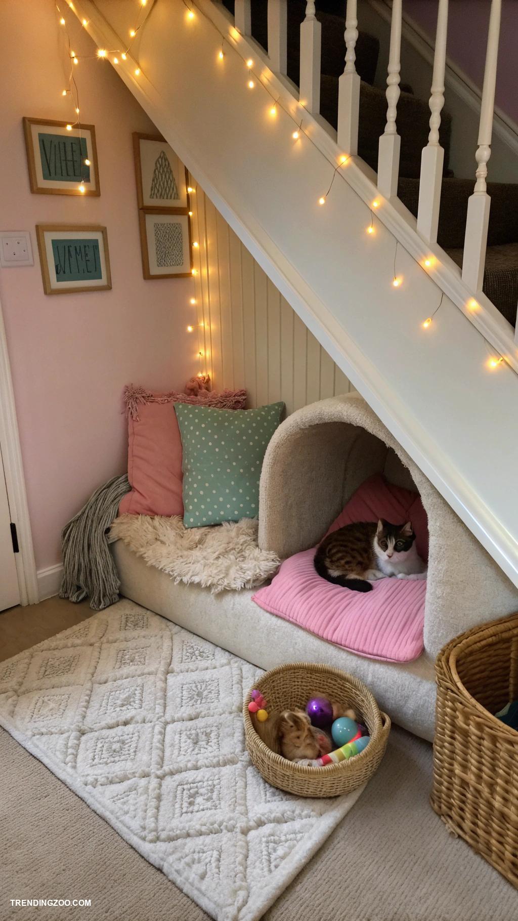 cat friendly home ideas Cozy hideout under the staircase