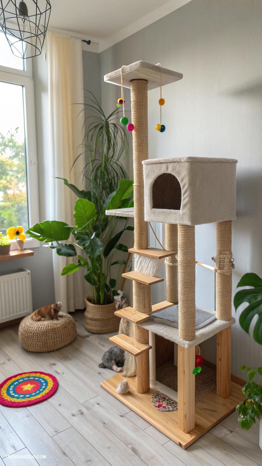 cat friendly home ideas Multi level indoor cat tower design