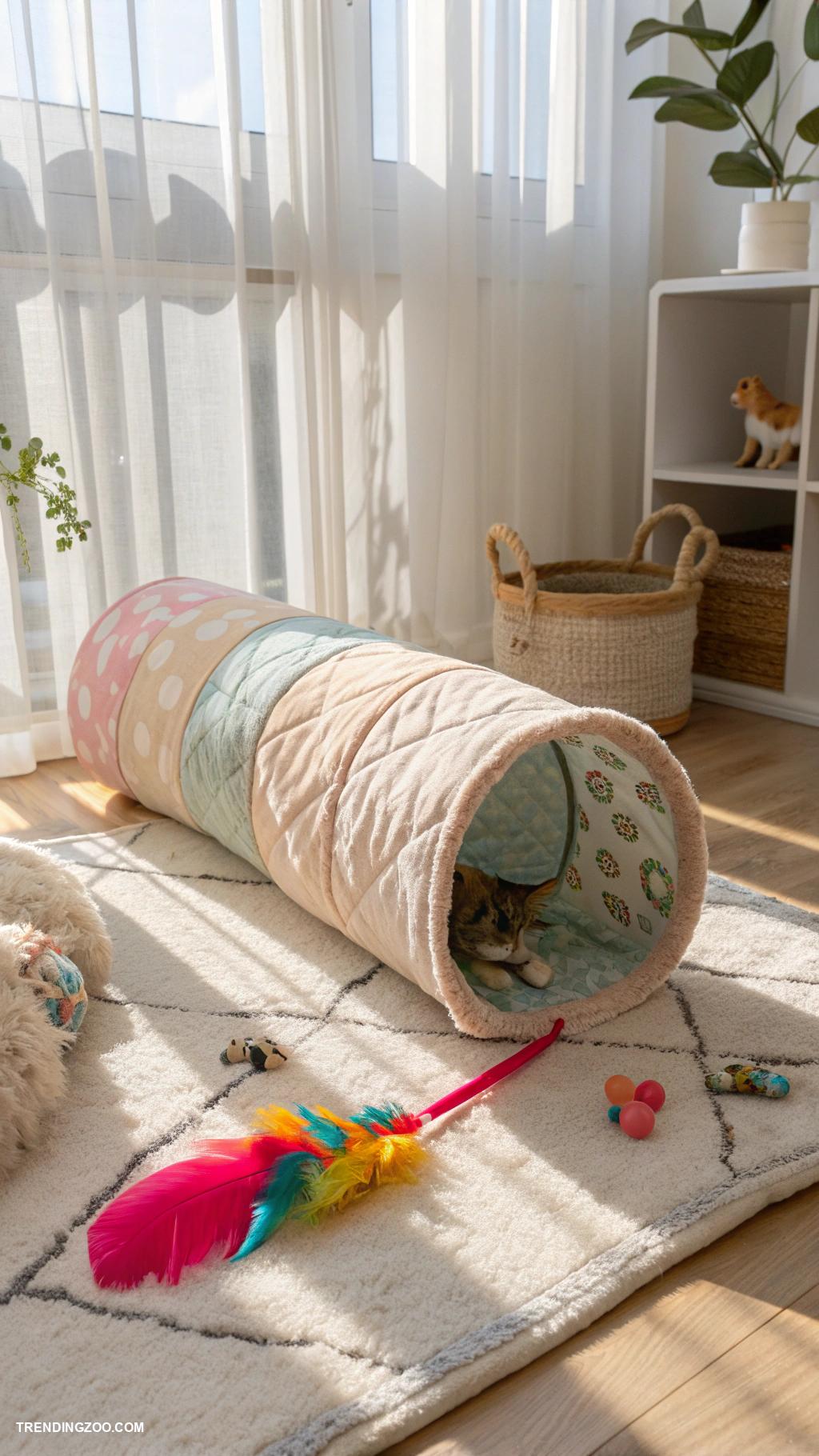 cat friendly home ideas Soft fabric tunnels for exploration and play