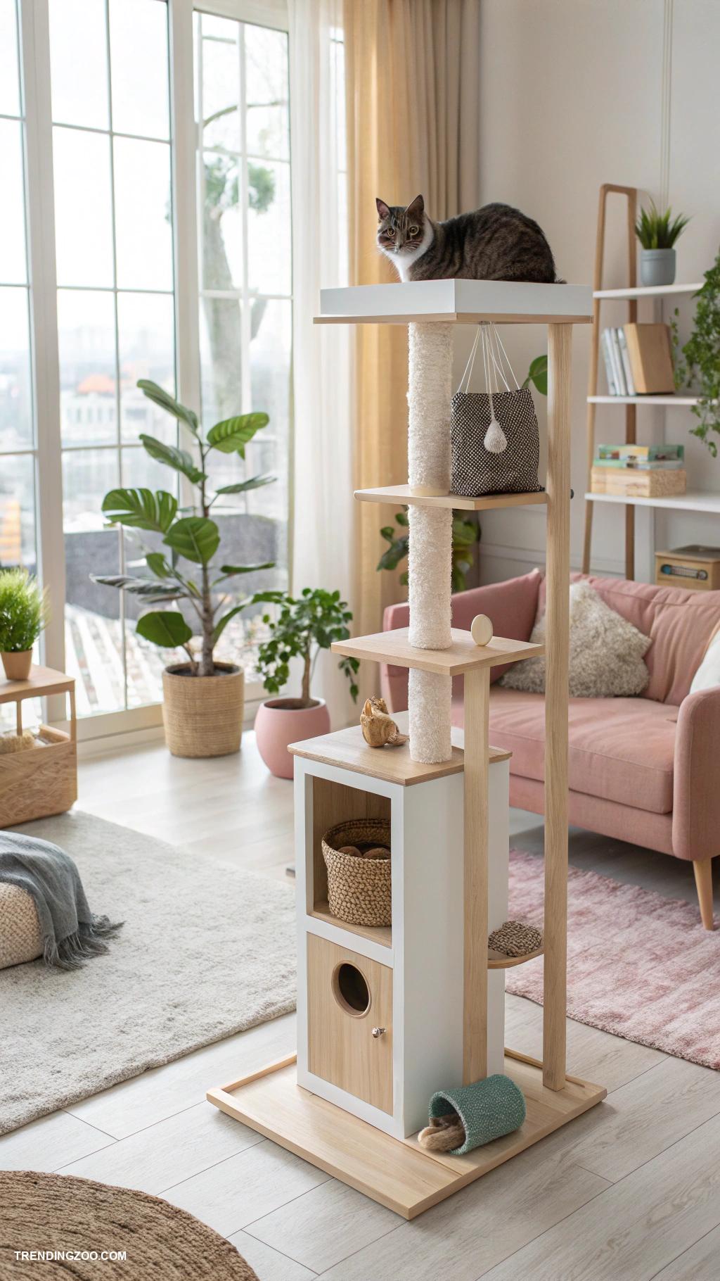 cat set up in apartment Cat themed furniture for stylish decor