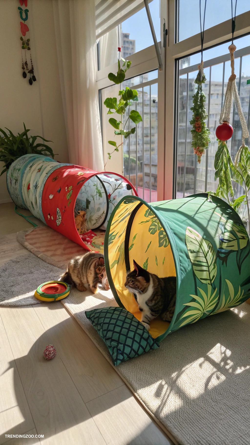 cat set up in apartment Themed tunnels for adventurous play
