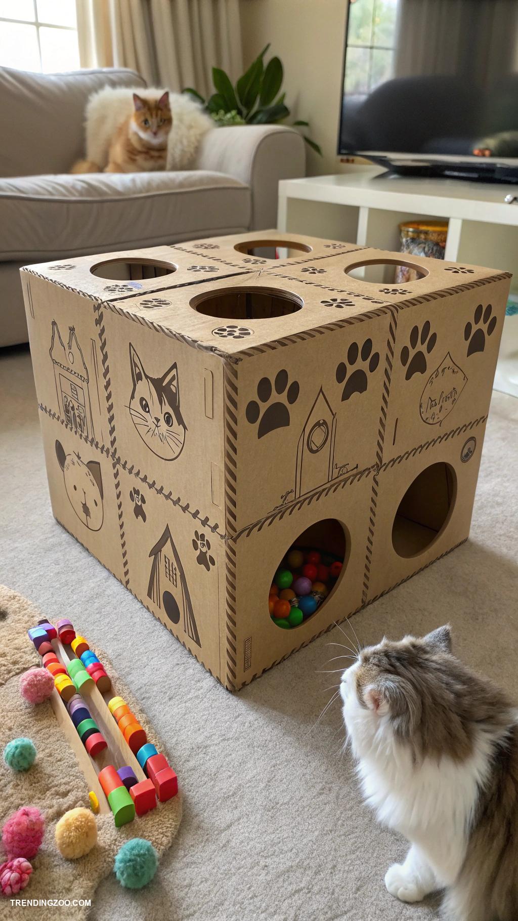 catification ideas Interactive cardboard puzzle boxes