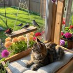 catification ideas Window perch with a bird feeder