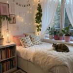 cozy bedroom ideas with cat Cozy fairy lights for a soft ambiance