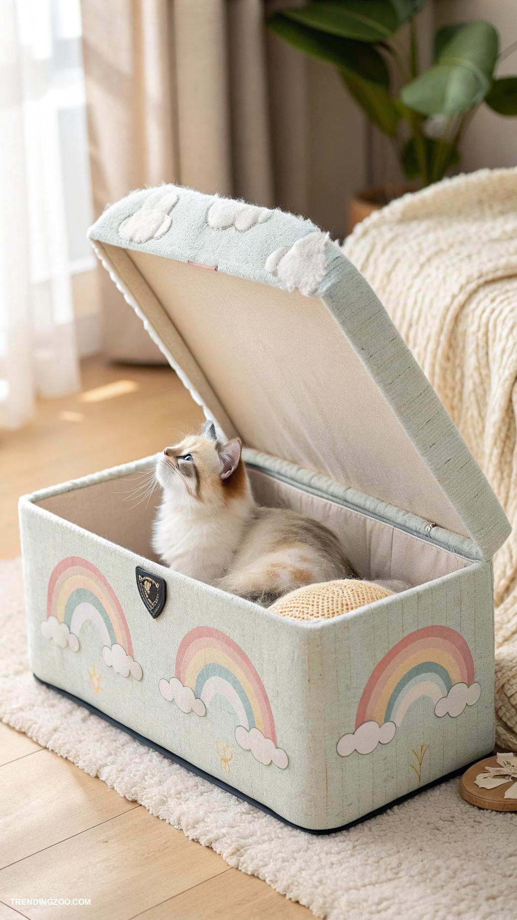 cozy cat shack ideas Stylish shoe box with fluffy interior