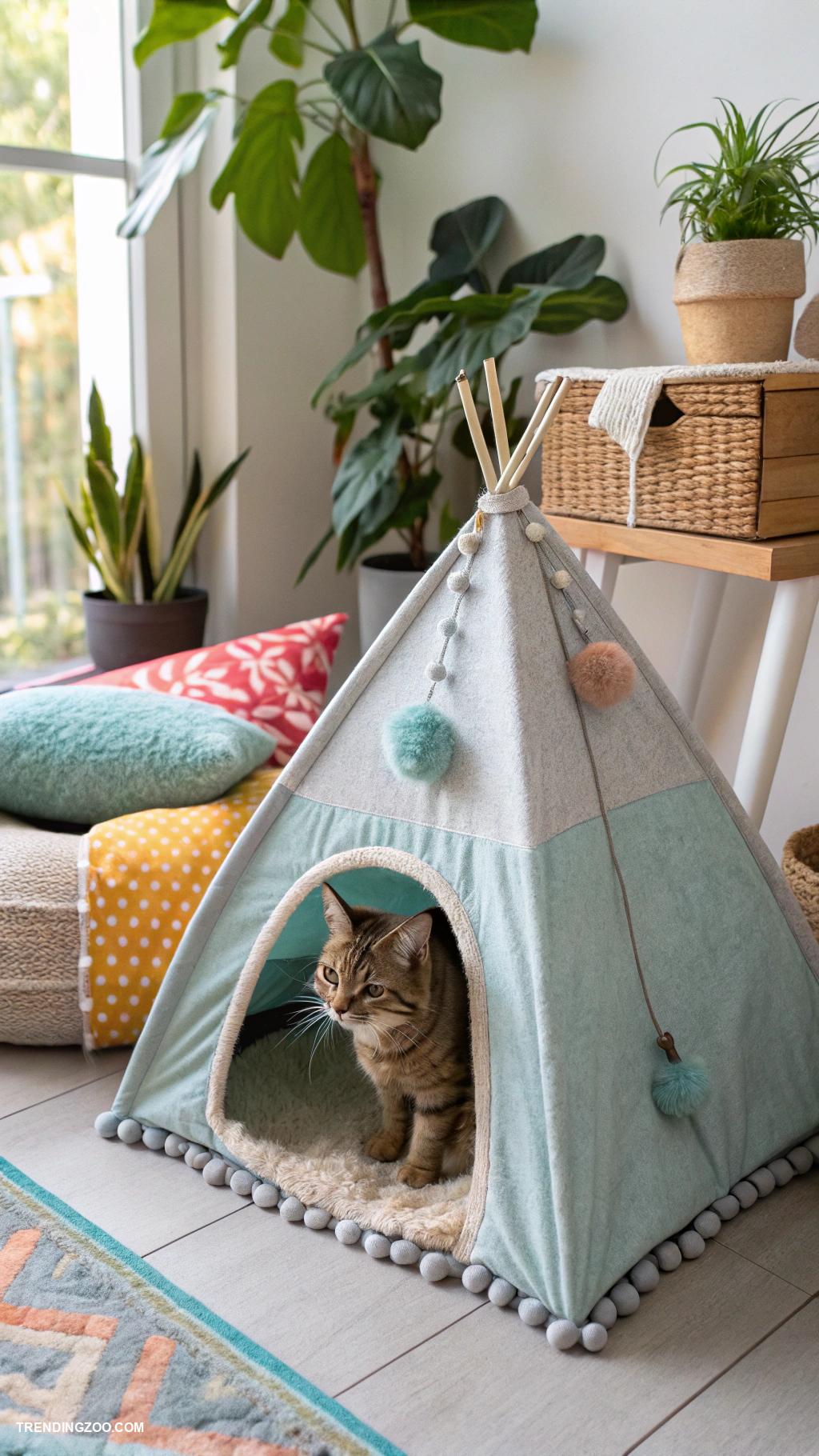 cozy cat shack ideas Tent made from soft felt fabric