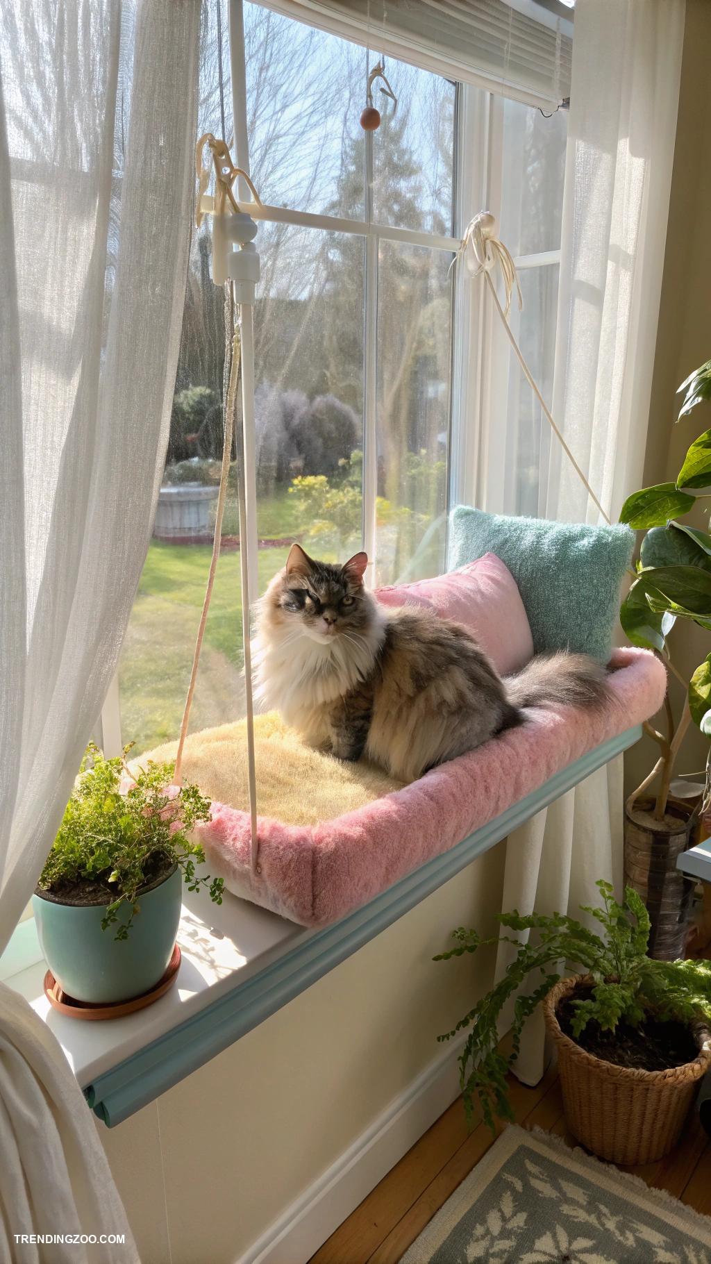 cozy cat shack ideas Window perch with soft cushions