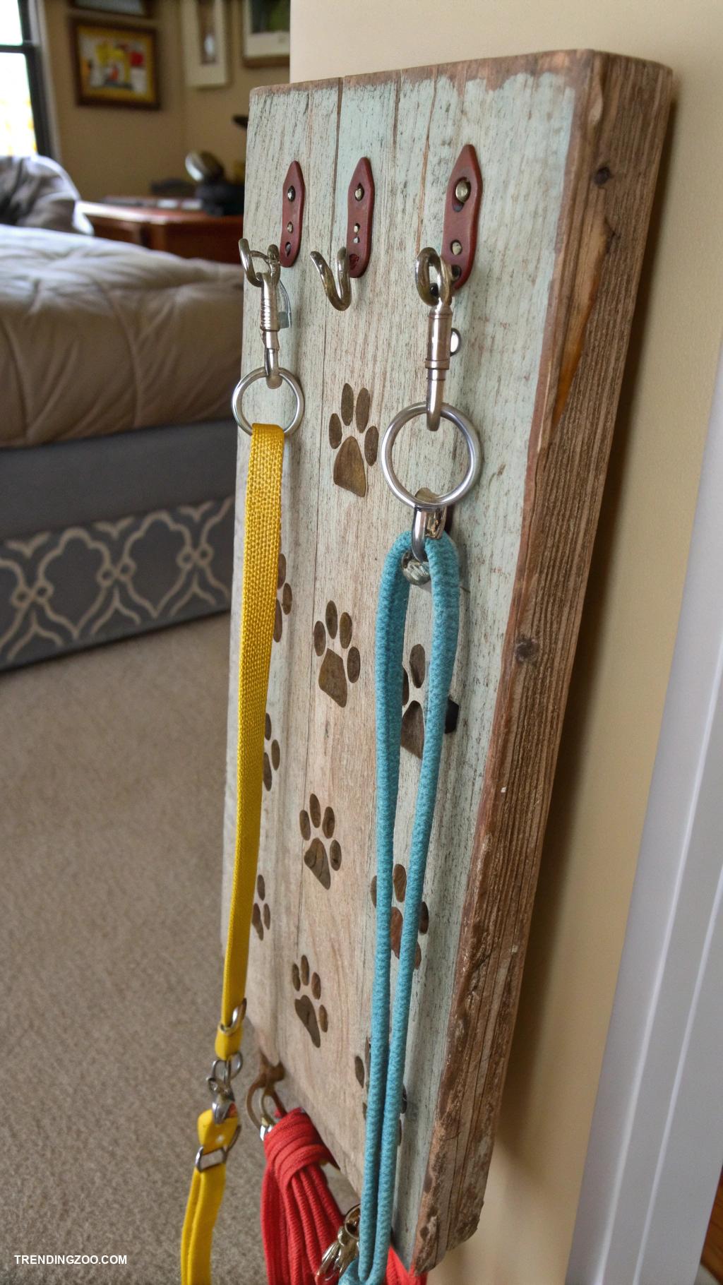 diy dog gifts Unique dog leash holder from repurposed materials