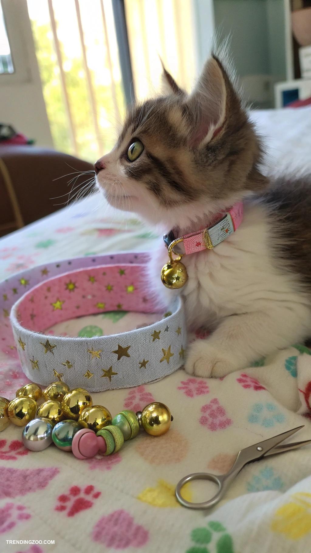 diy kitten collar Bells for sound and playful charm