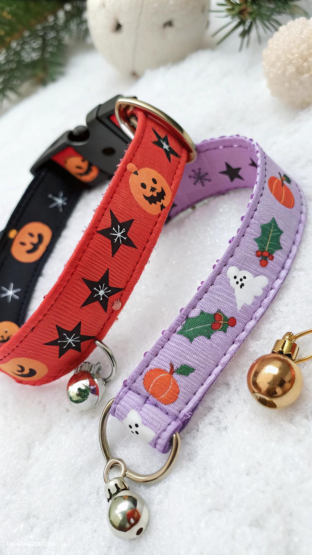diy kitten collar Seasonal themes Halloween Christmas motifs