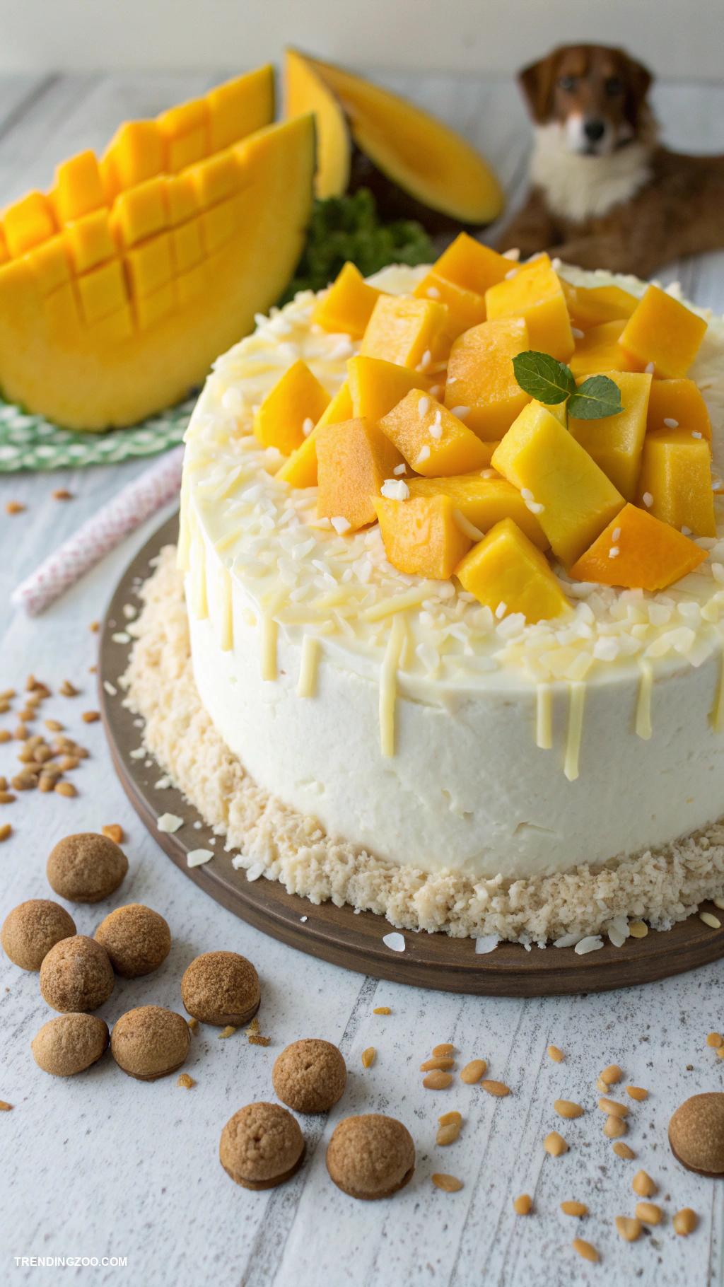 dog birthday cake Mango and Coconut Dog Cake