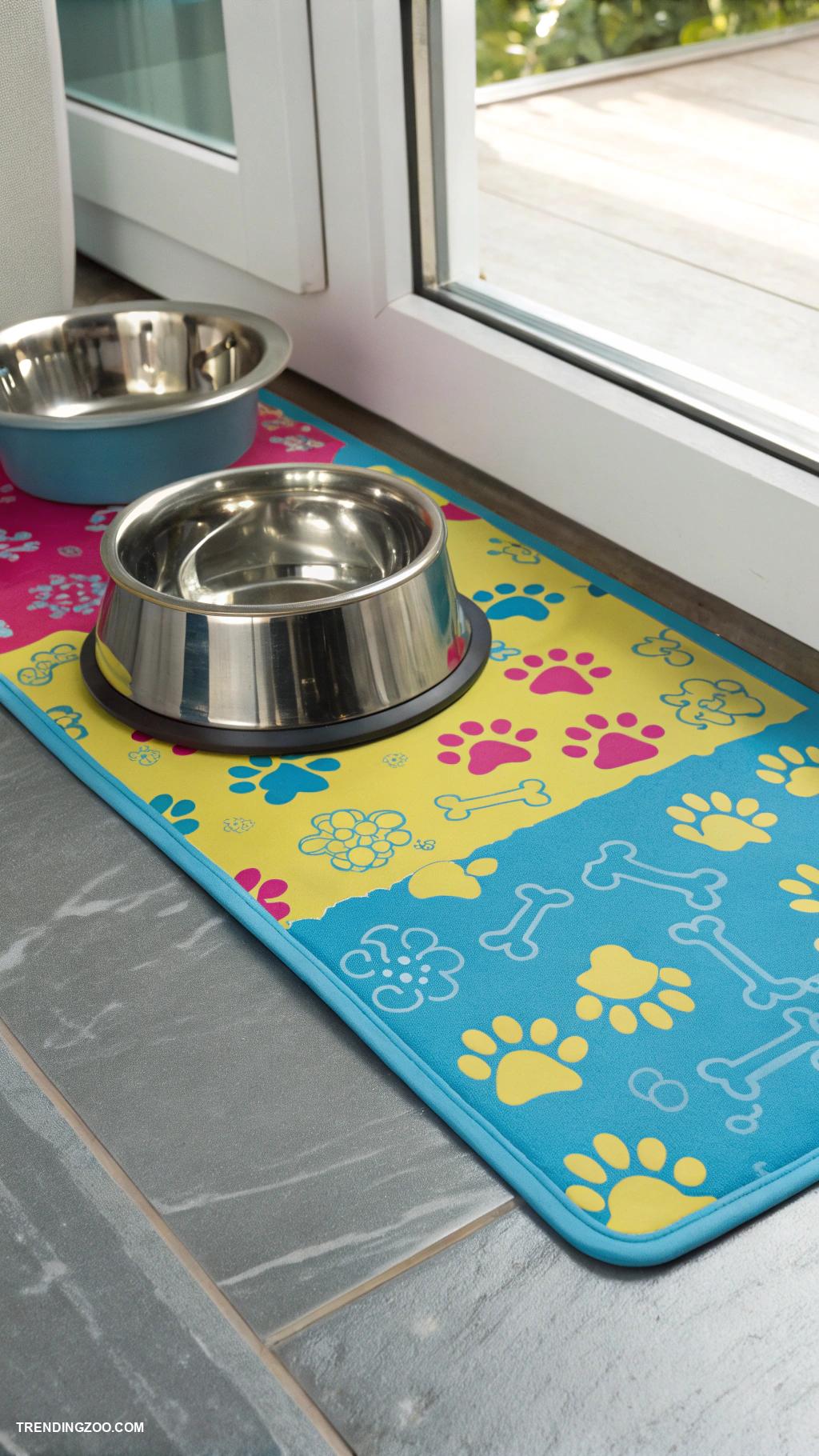 dog bowl stands Colorful silicone mat for spill protection
