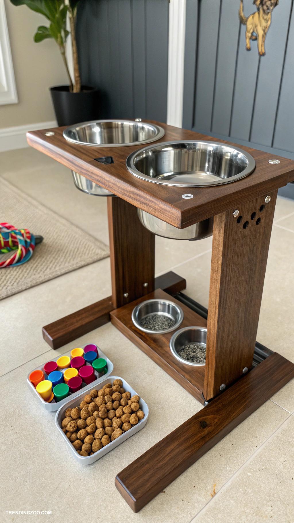 dog bowl stands Interactive stand with puzzle feeding feature