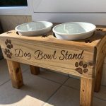 dog bowl stands Wooden rustic style with engraved pet name