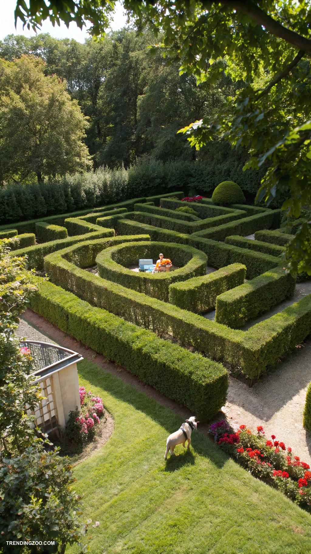 dog enclosure ideas outdoor Garden maze using low hedges and pathways