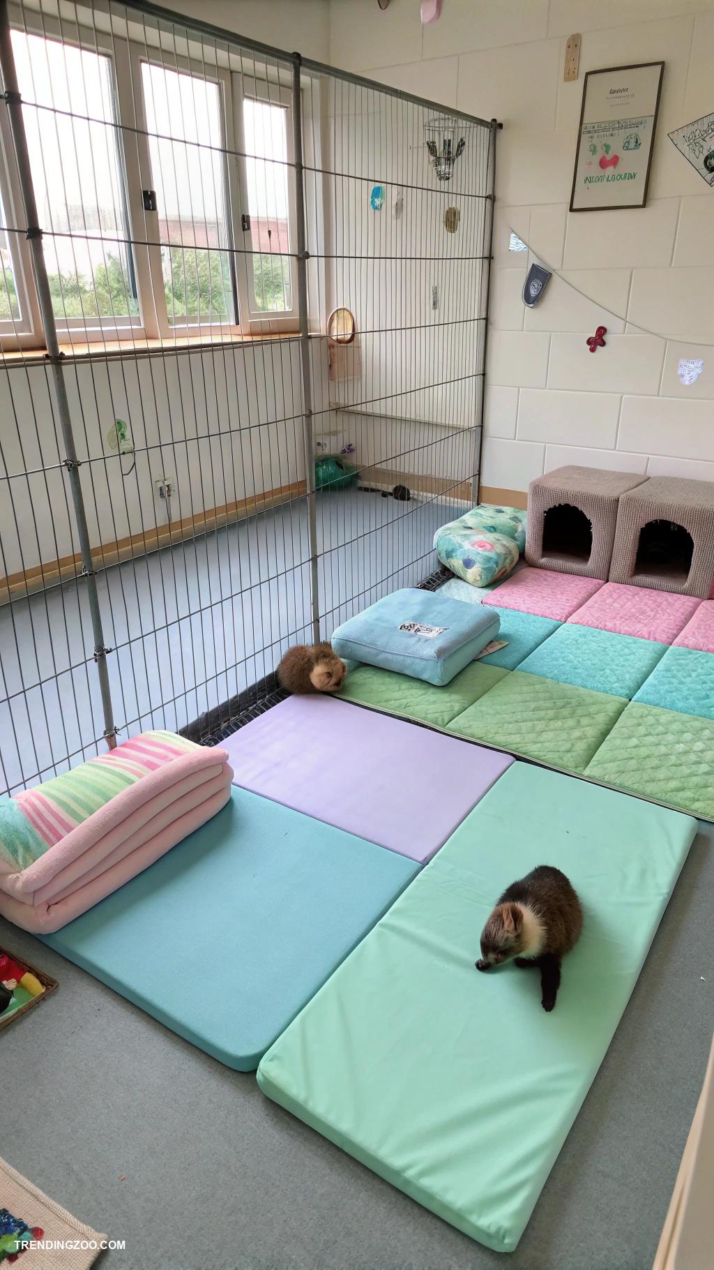 ferret cage ideas Ferret yoga zone with soft mats