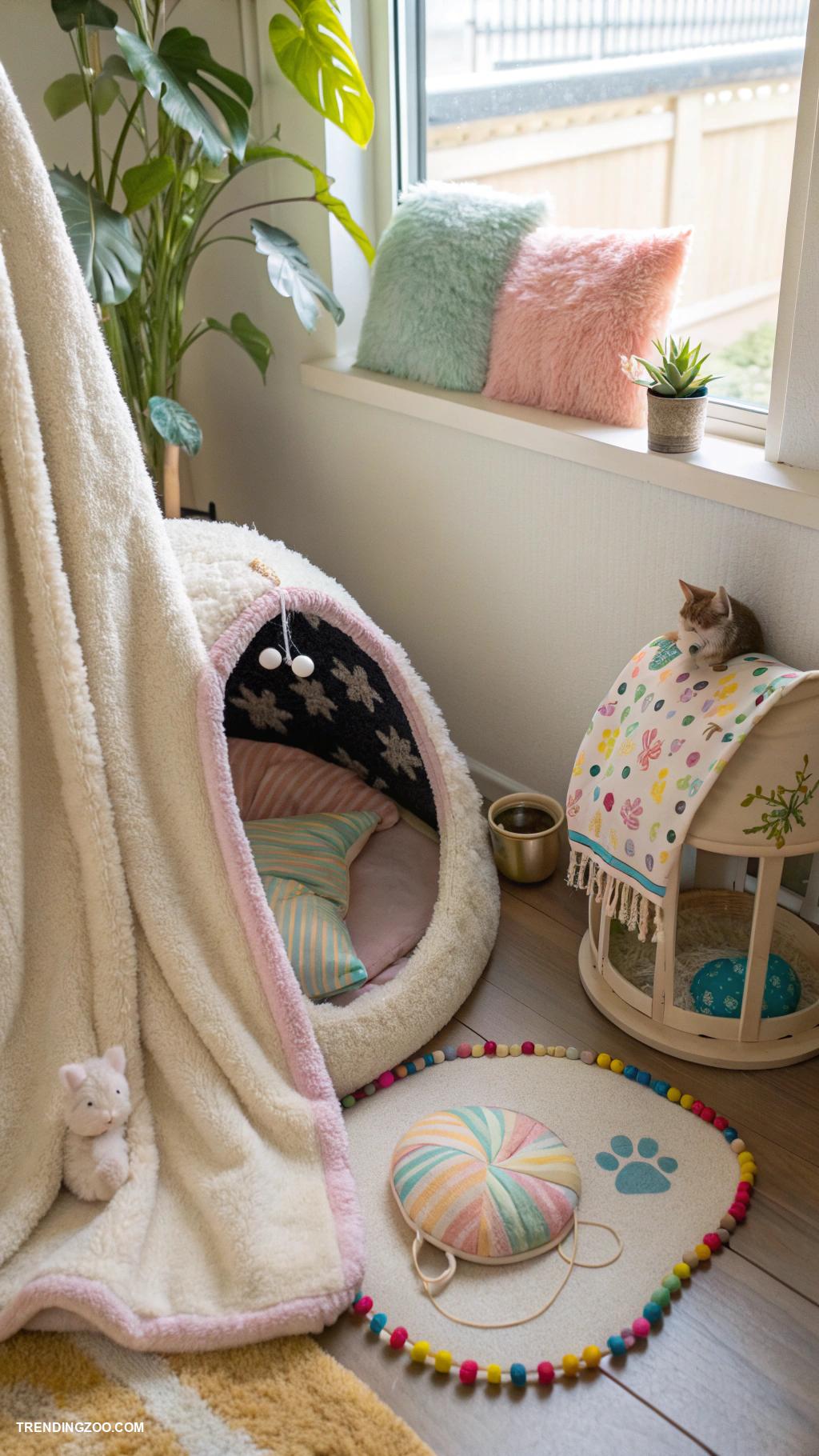 kitten set up ideas Cuddle corner with blankets and pillows
