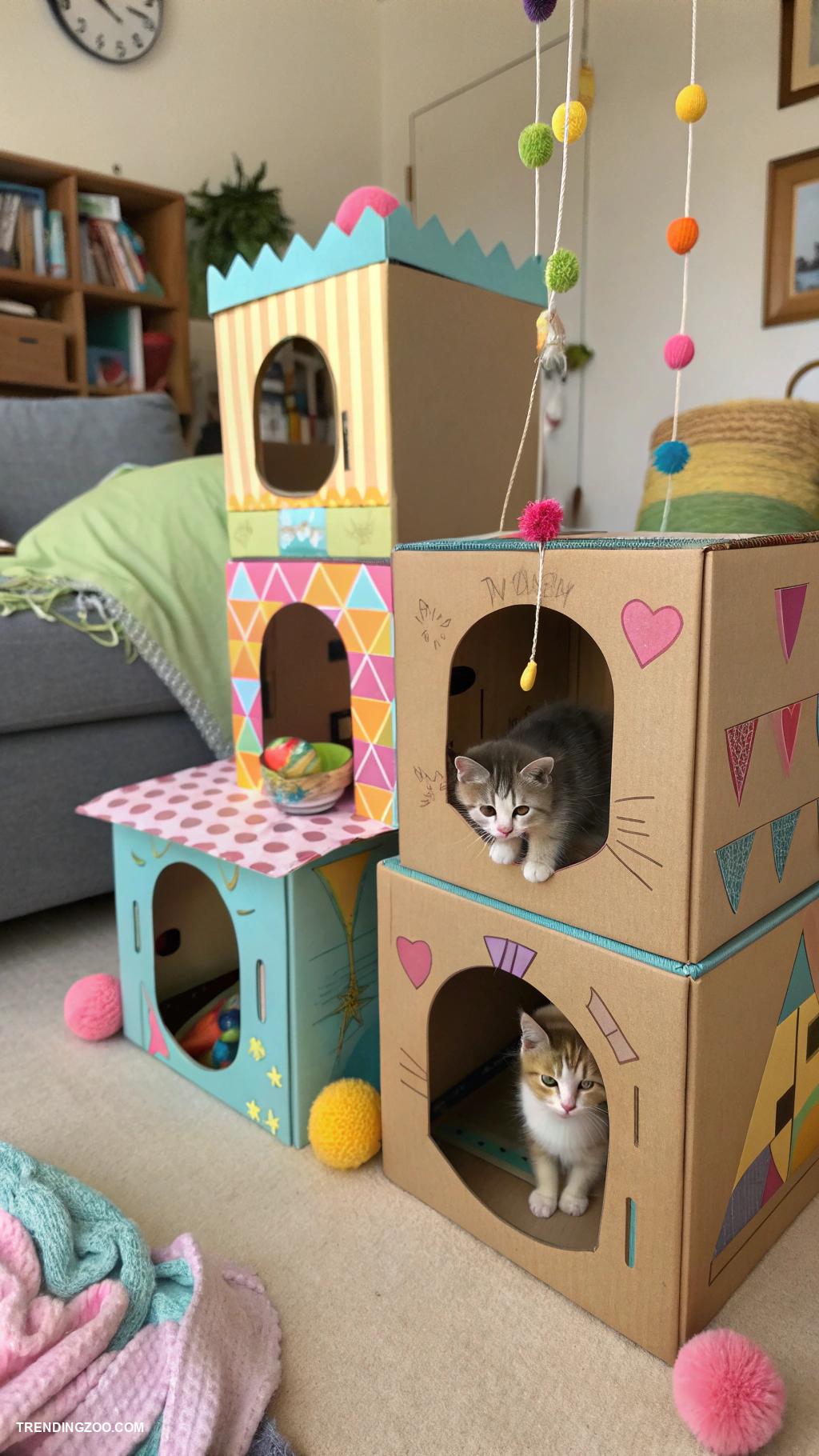 kitten set up ideas DIY kitten playground from cardboard boxes