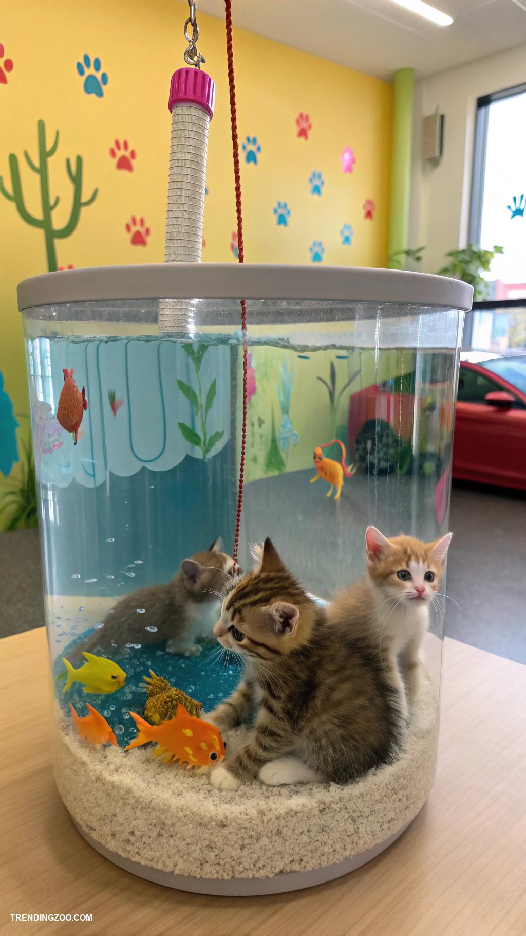 kitten set up ideas Interactive kitten fish tank display
