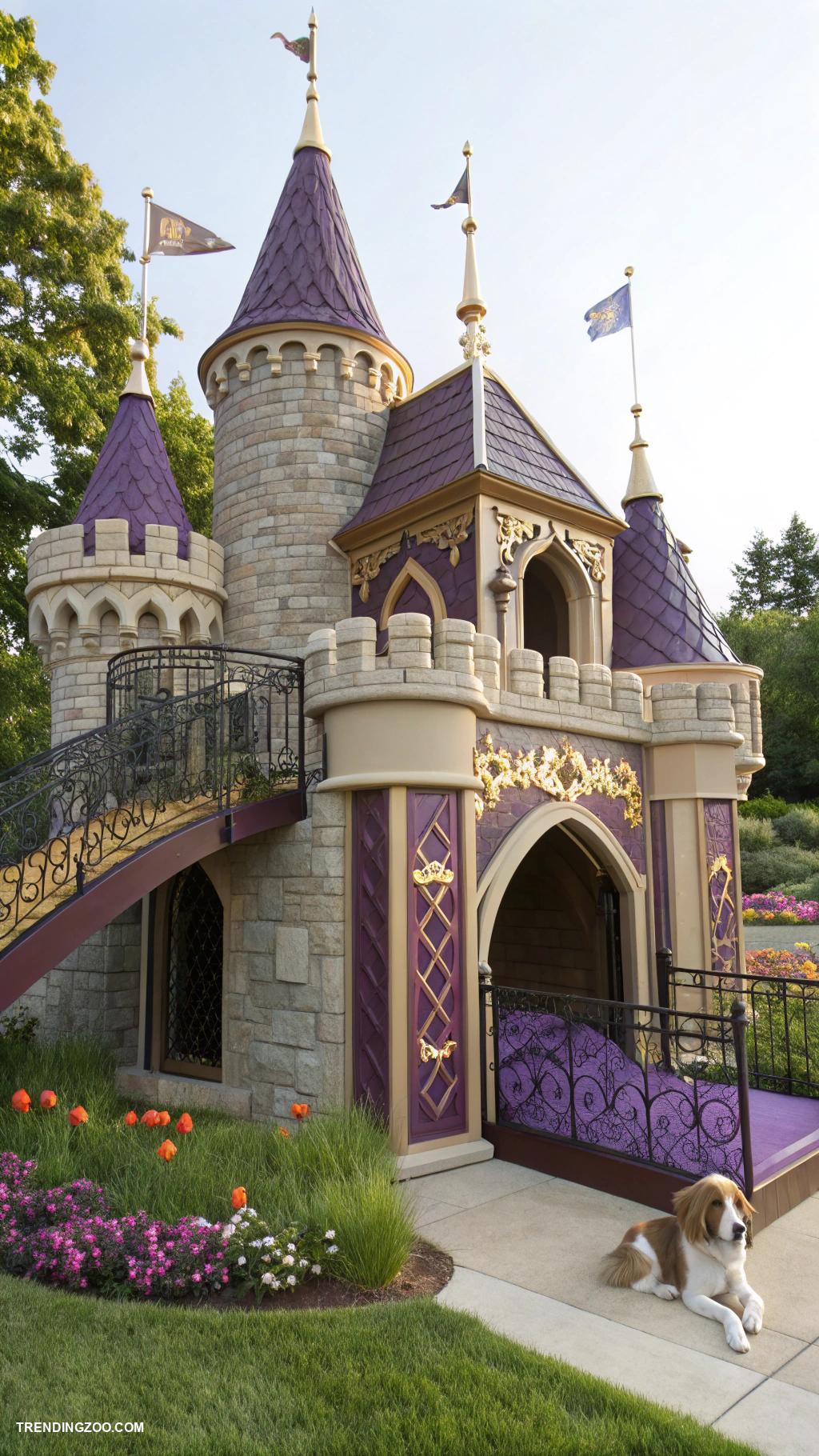 luxury dog house designs Glamorous castle with turrets and drawbridge