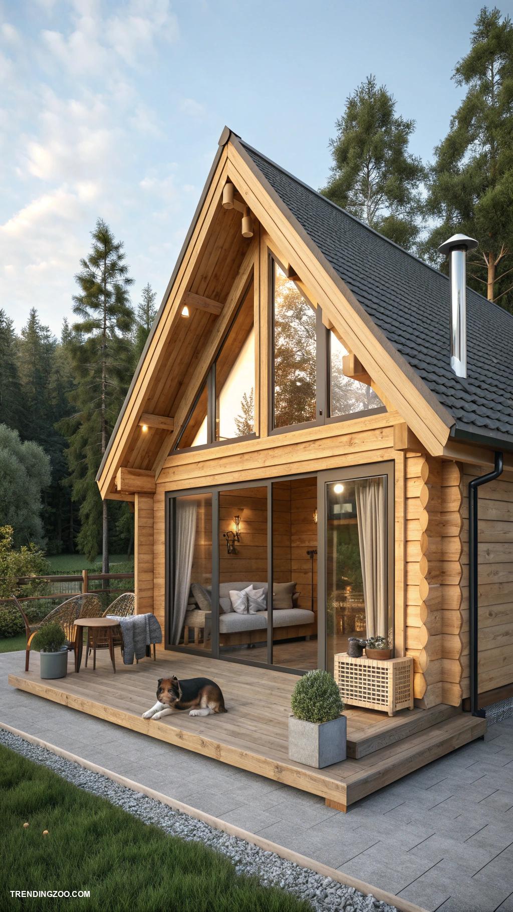 luxury dog house designs Scandinavian inspired log cabin retreat