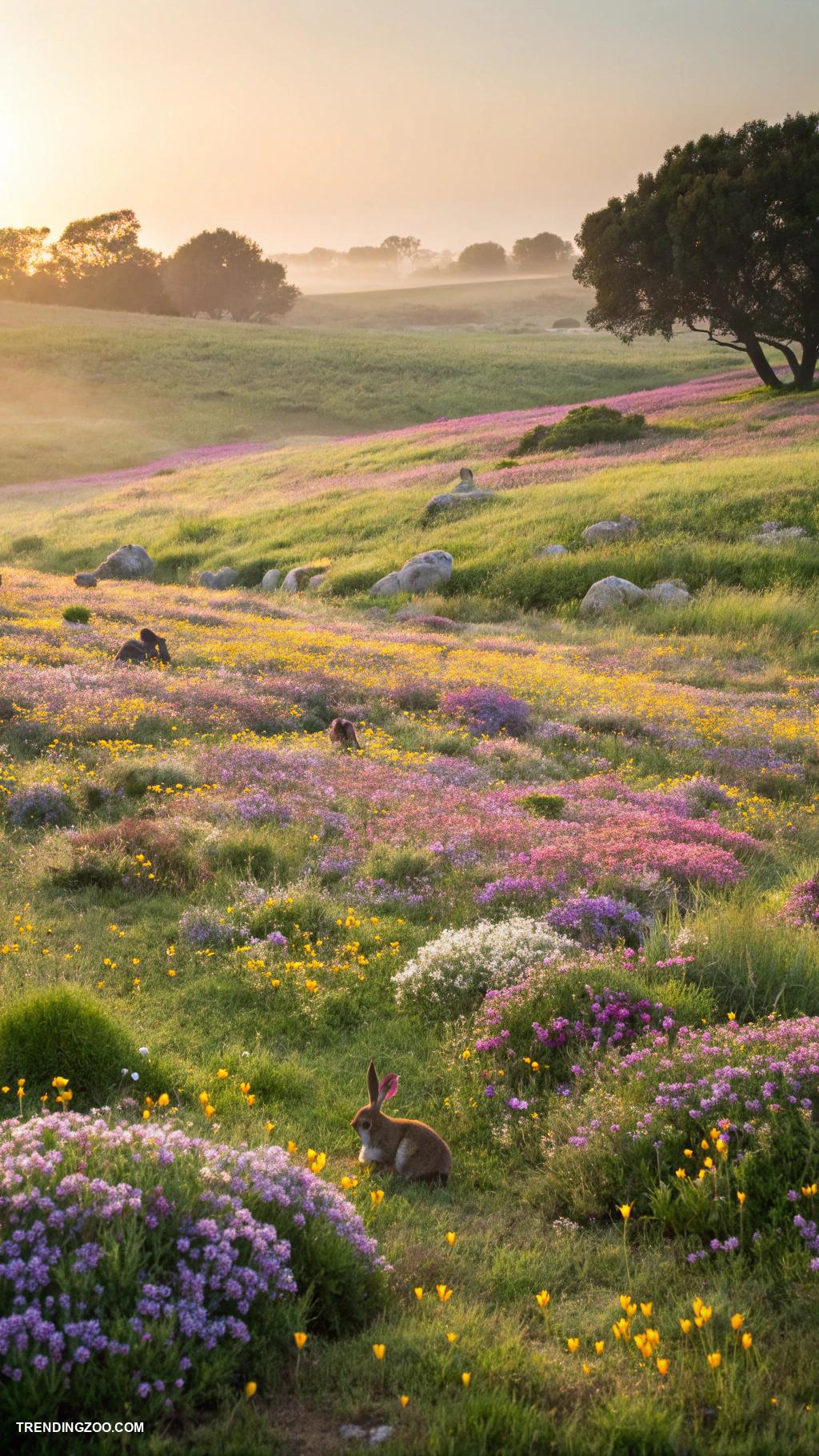 outdoor bunny habitat ideas Open meadow with wildflower patches