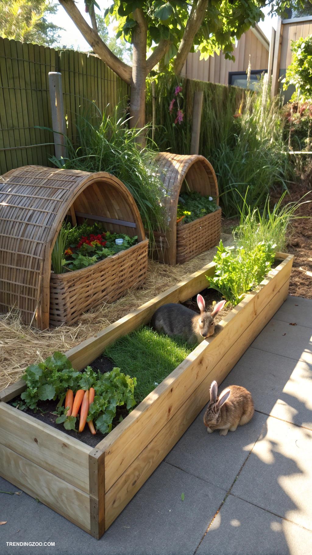 outdoor bunny habitat ideas Raised beds for digging and hopping