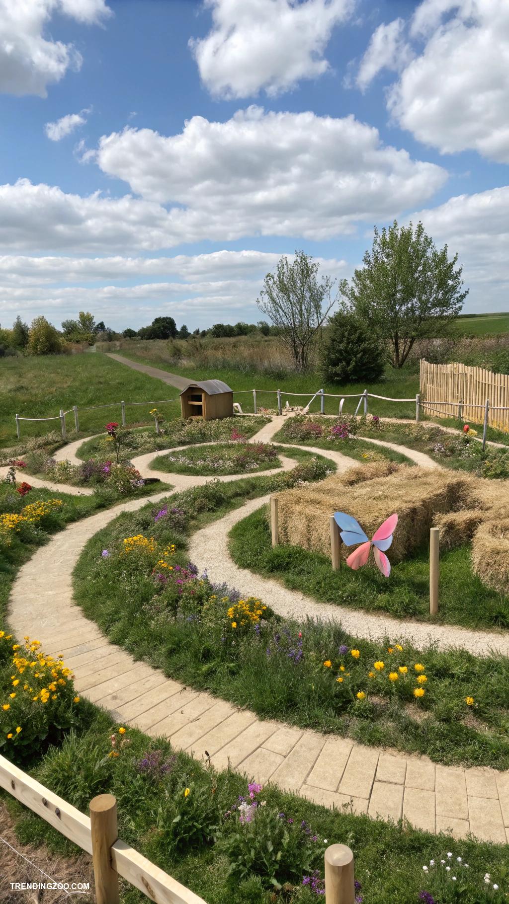 outdoor bunny habitat ideas Track maze with safe pathways