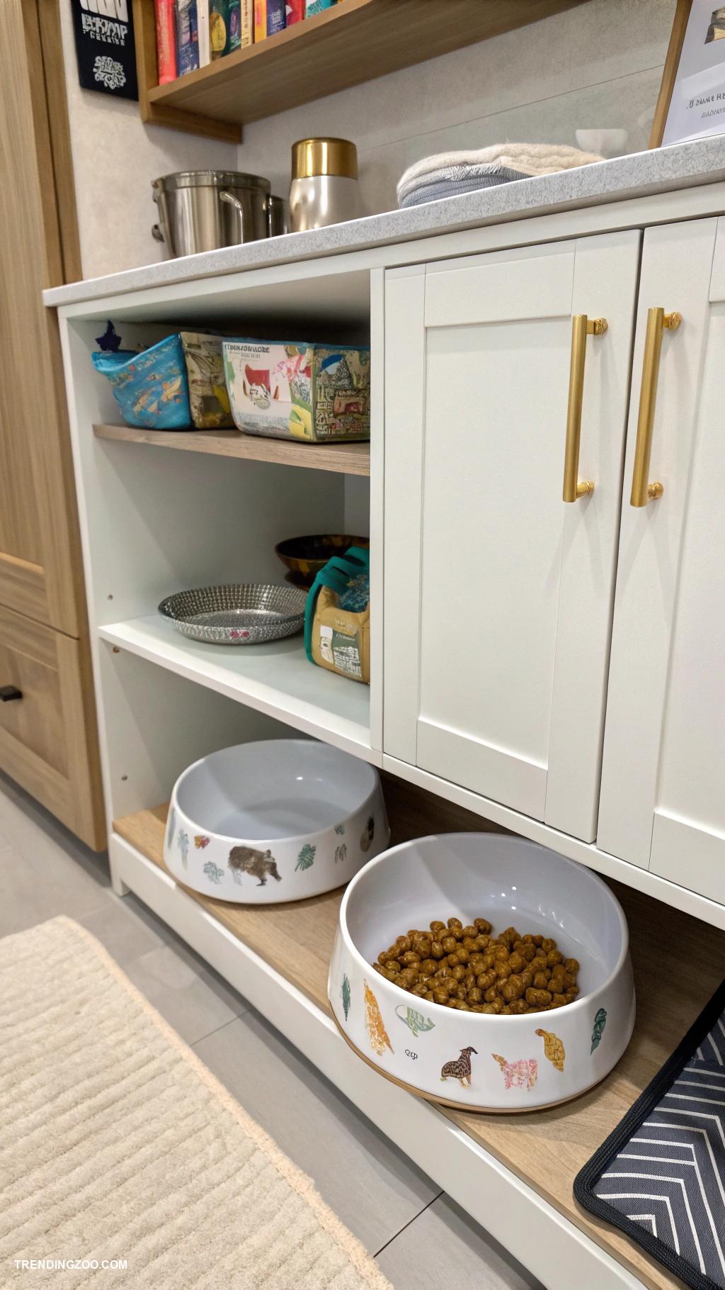 pet areas in house Pet feeding station in stylish cupboard