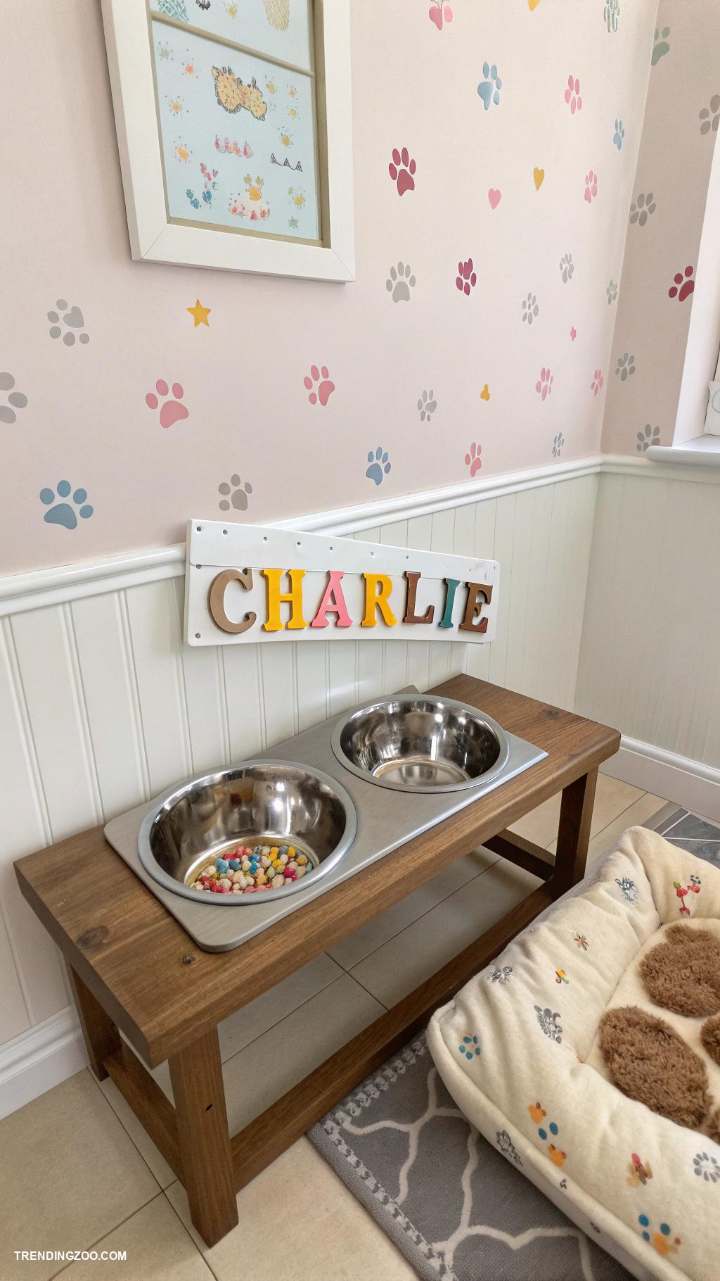 puppy room ideas Personalized feeding station with nameplate