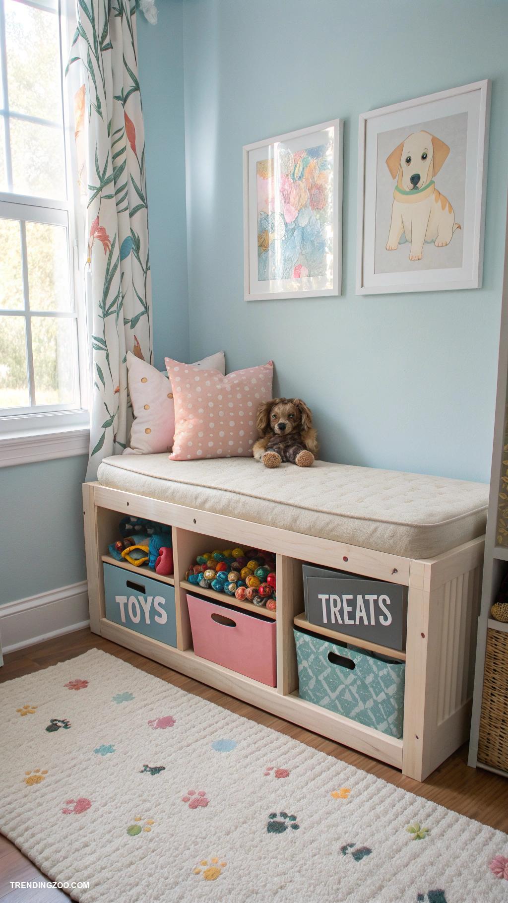 puppy room ideas Storage bench for toys and treats