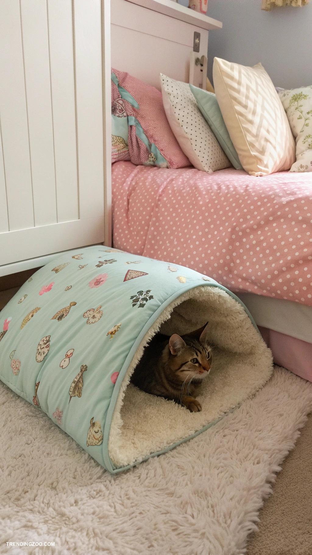 small cat friendly bedroom ideas Hiding spots in decorative pillows