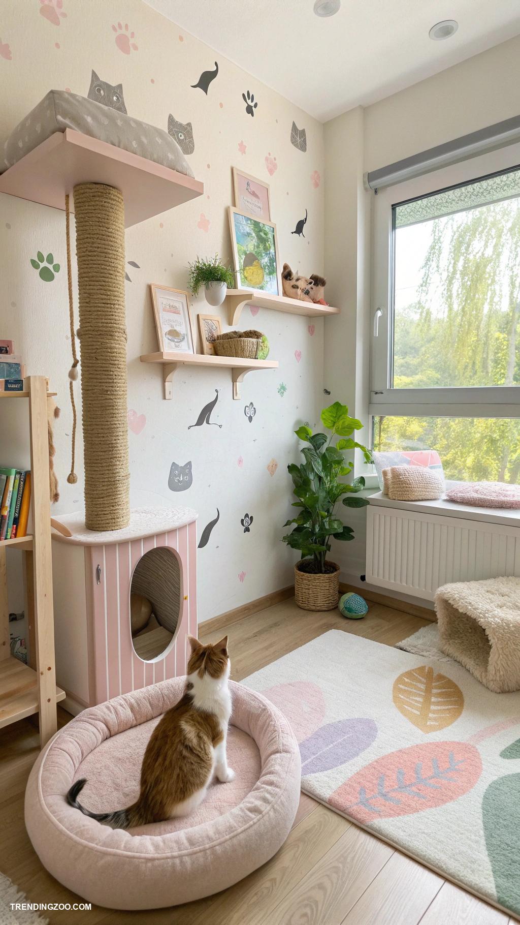 small cat friendly bedroom ideas Reflective surfaces to entertain cats