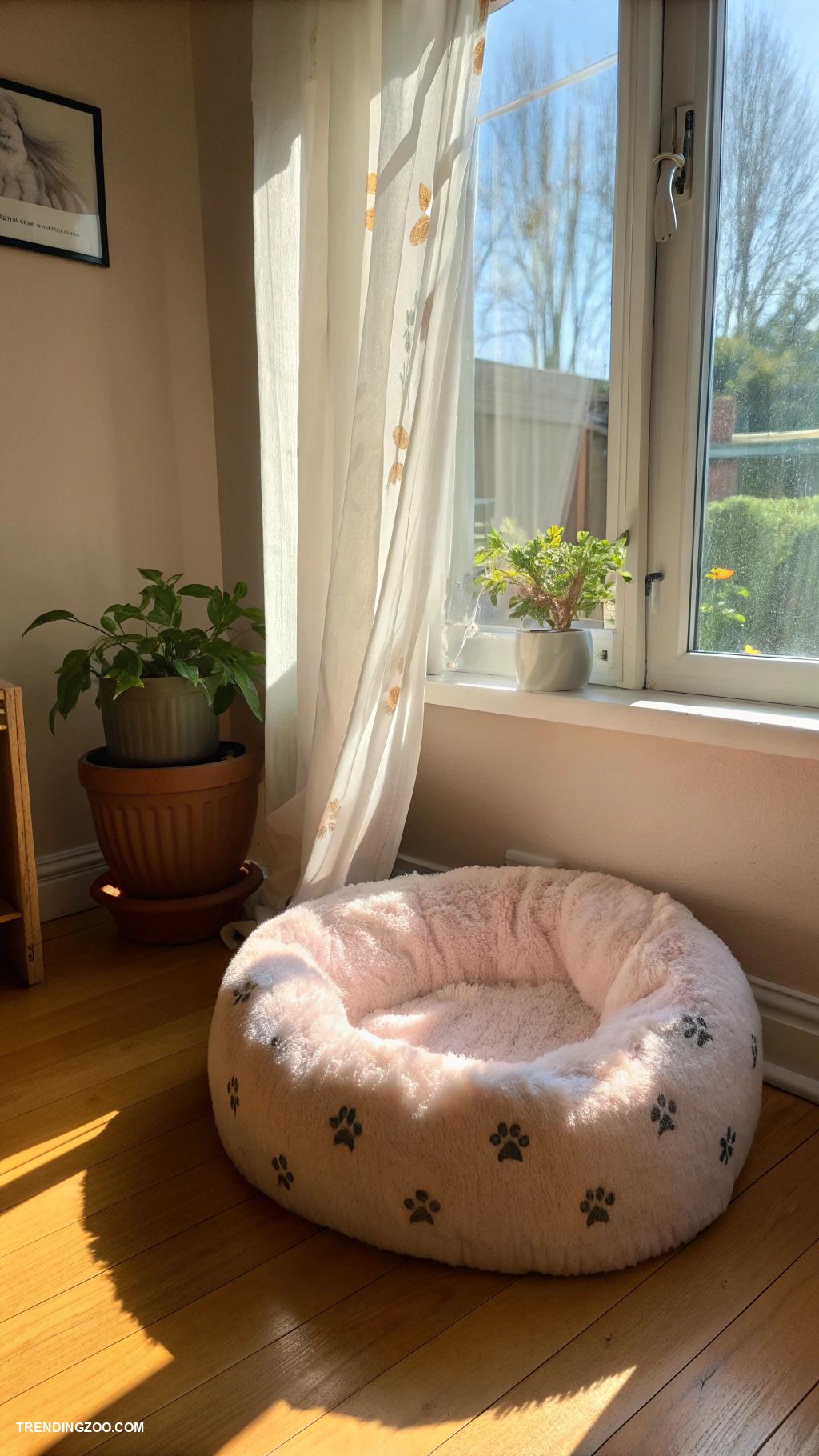 small cat friendly bedroom ideas Soft cat bed in sunny window
