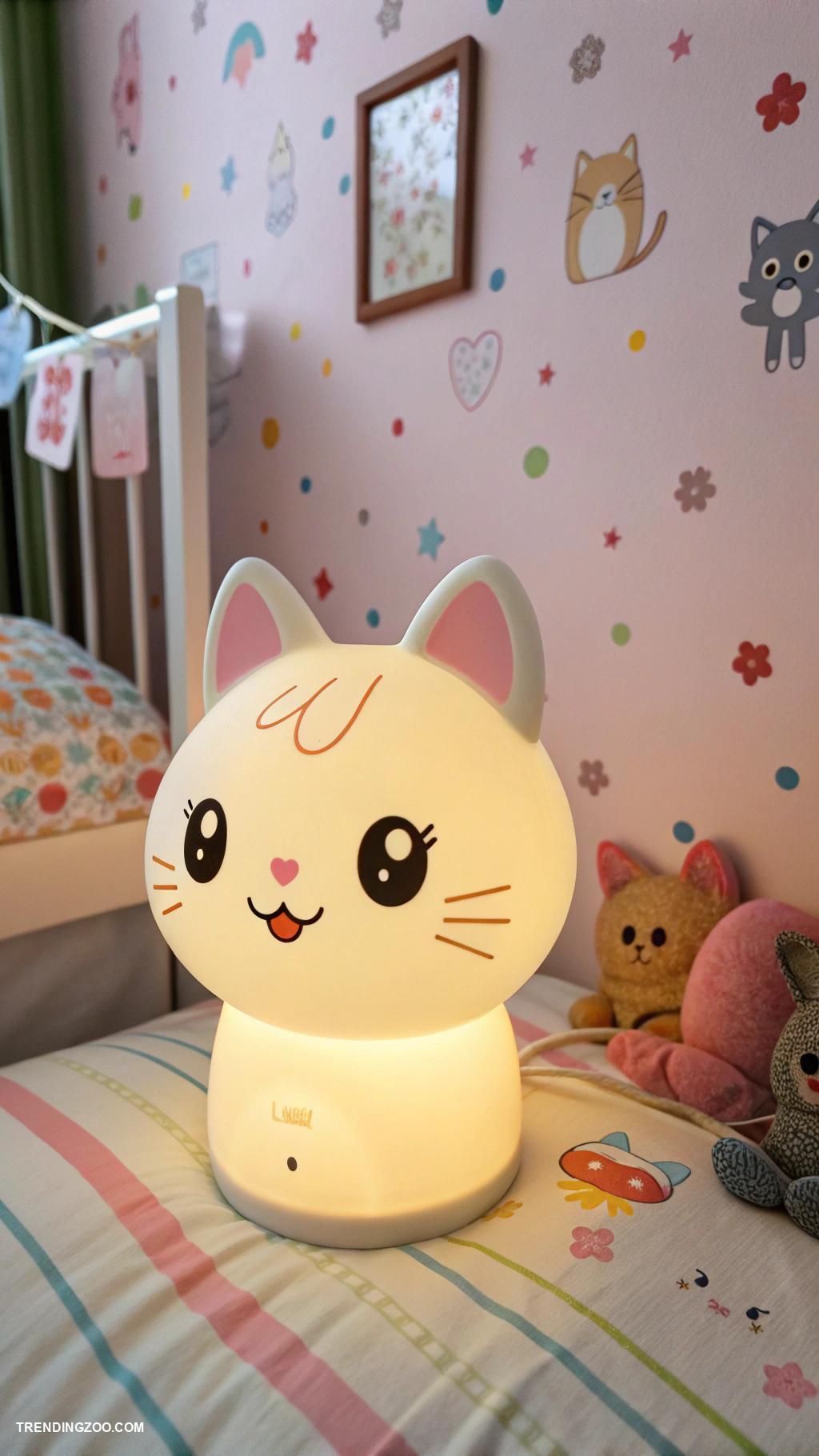 cat bedroom ideas for kids Cat shaped night lamp for soft lighting