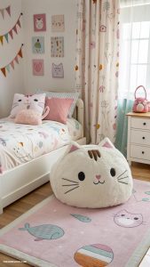 cat bedroom ideas for kids Cat shaped pillows for cosy comfort