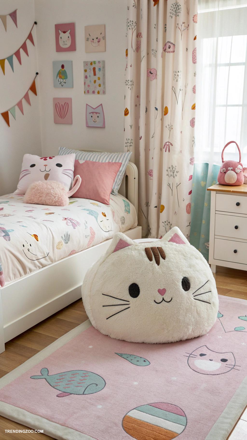 cat bedroom ideas for kids Cat shaped pillows for cosy comfort