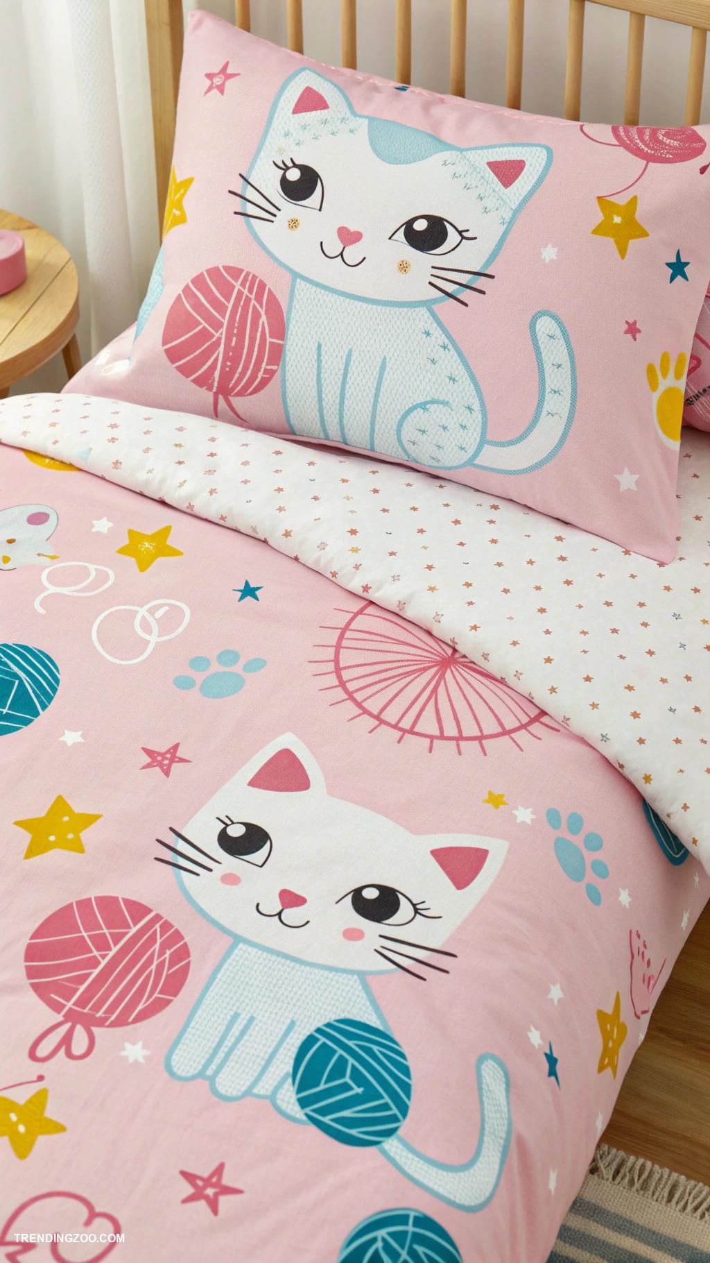 cat bedroom ideas for kids Cat themed bedding with playful designs