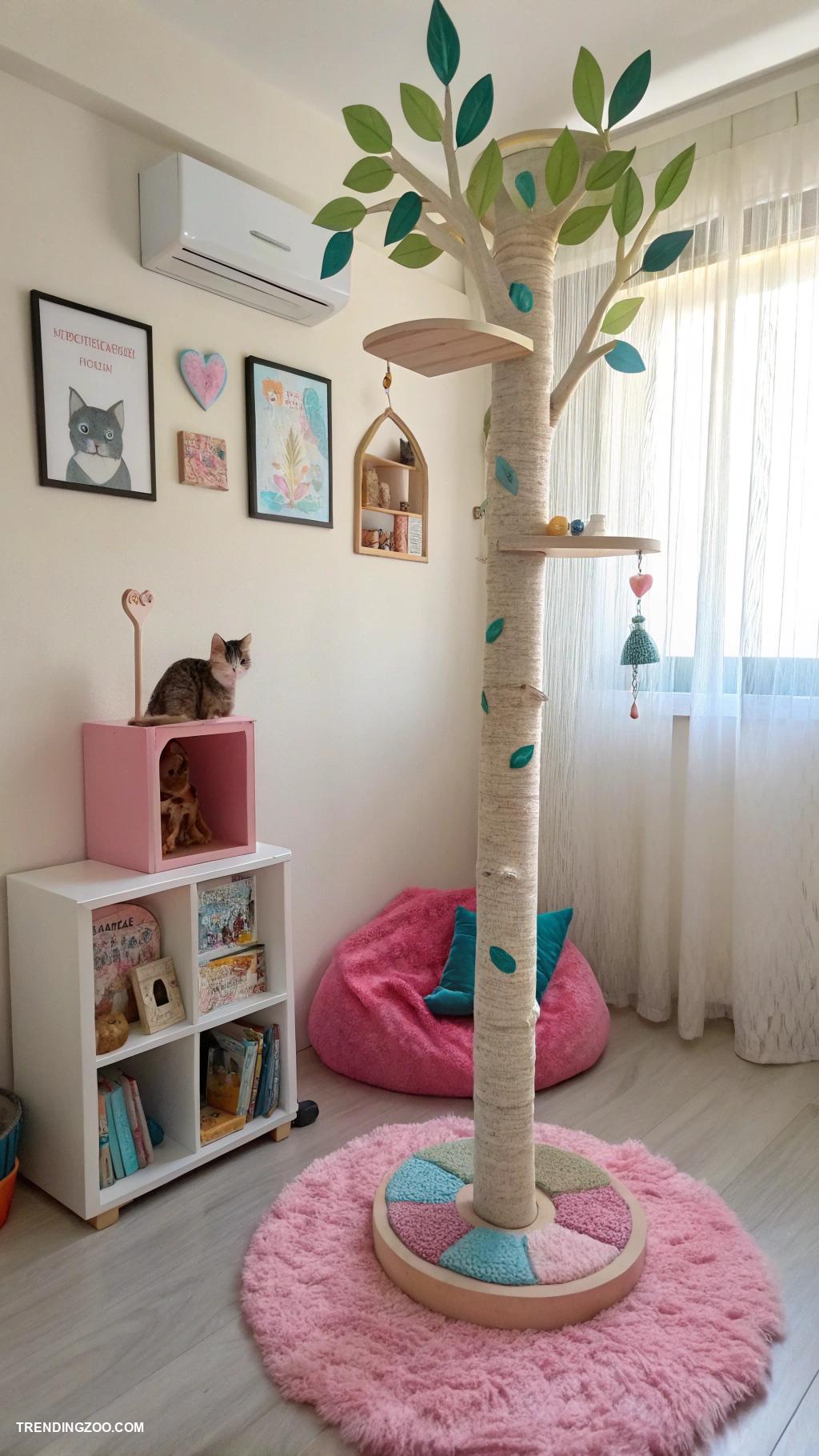 cat bedroom ideas for kids Interactive cat scratching post corner