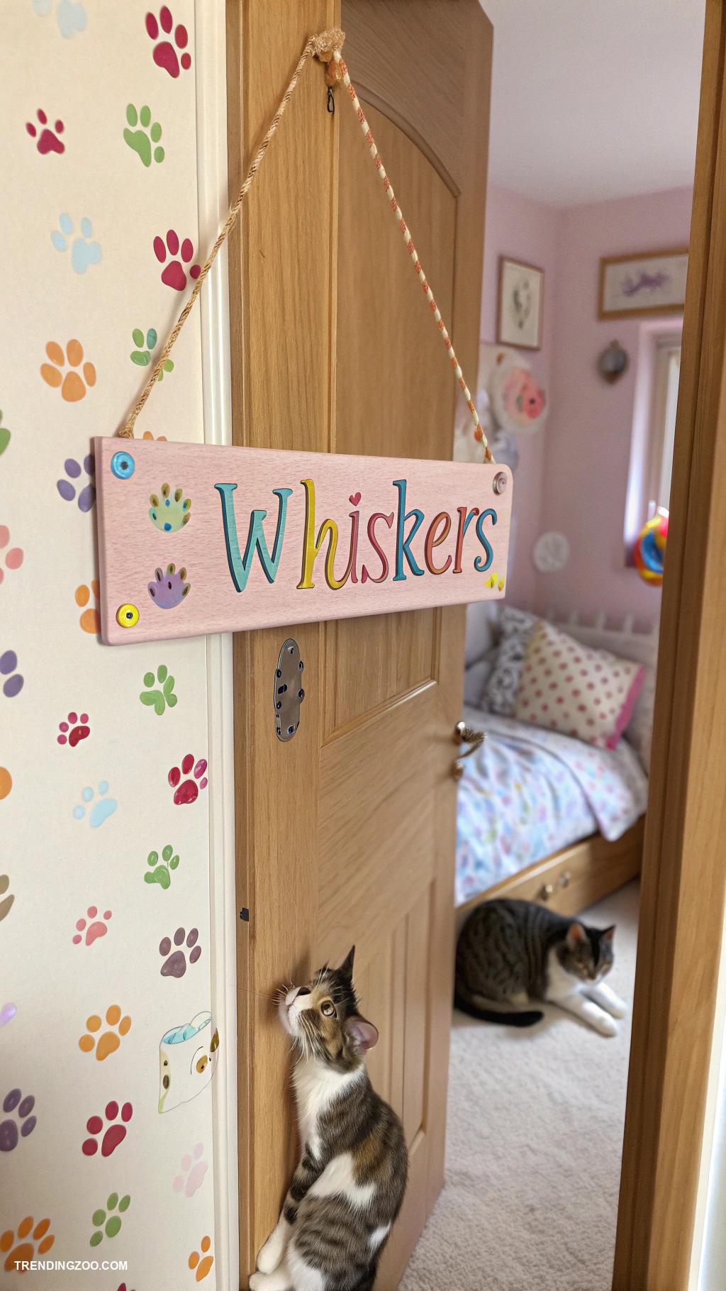 cat bedroom ideas for kids Personalized cat name sign by the door