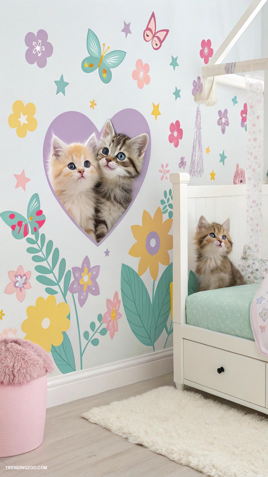cat bedroom ideas for kids Wall decals of cute cats and kittens