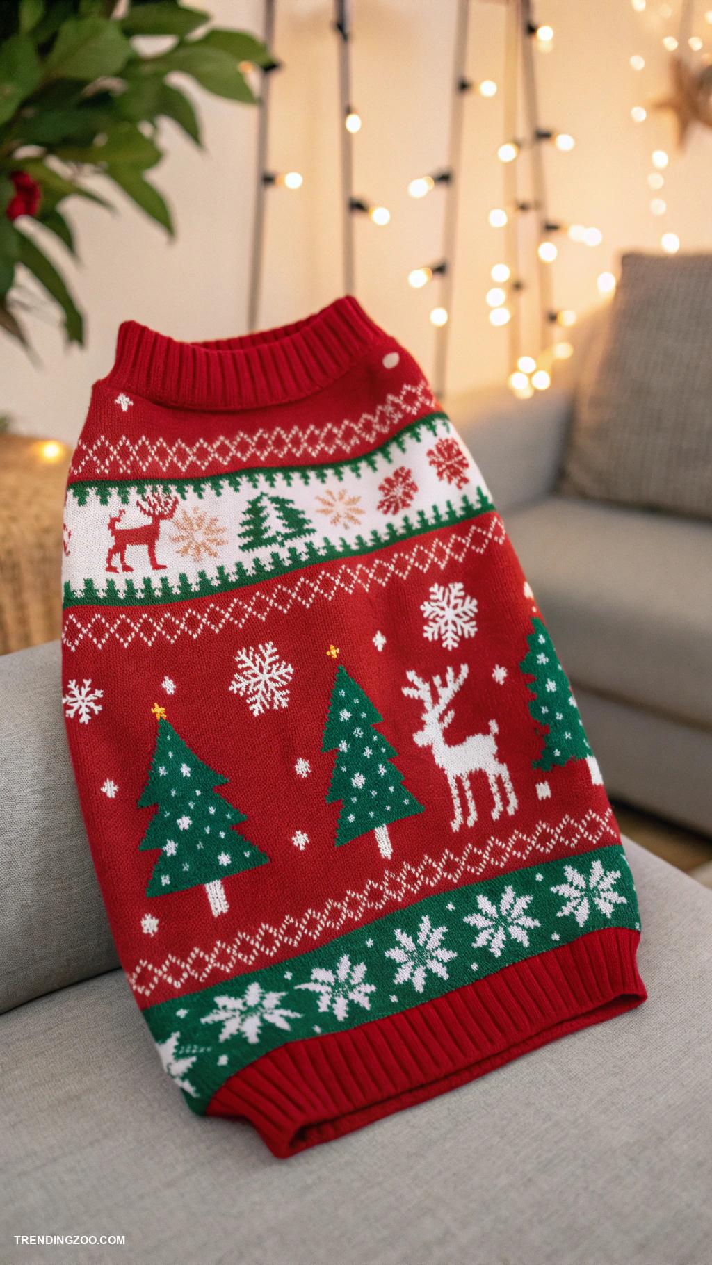 christmas cat outfits Christmas sweater with festive patterns