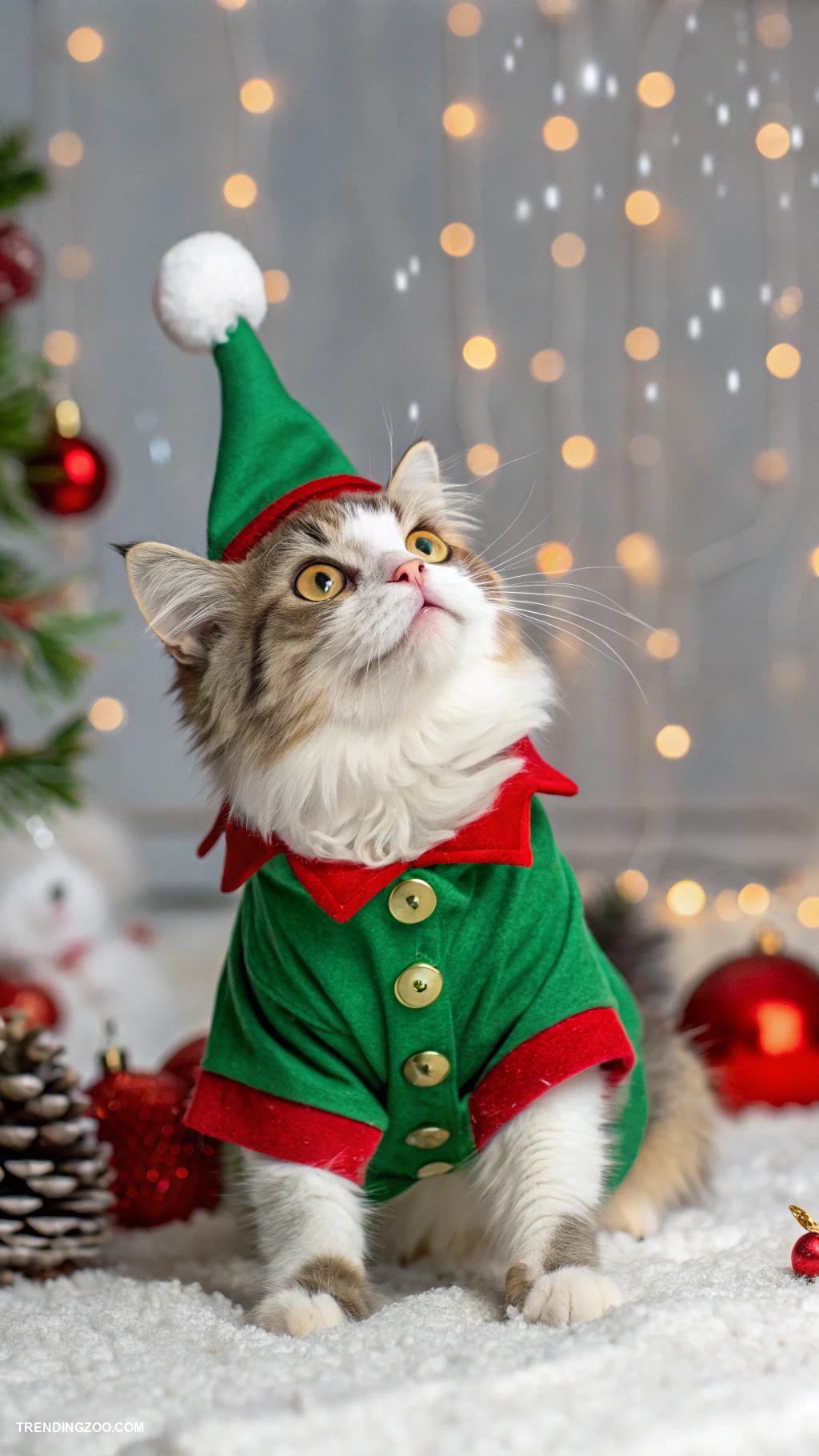christmas cat outfits Elf costume with pointy hat