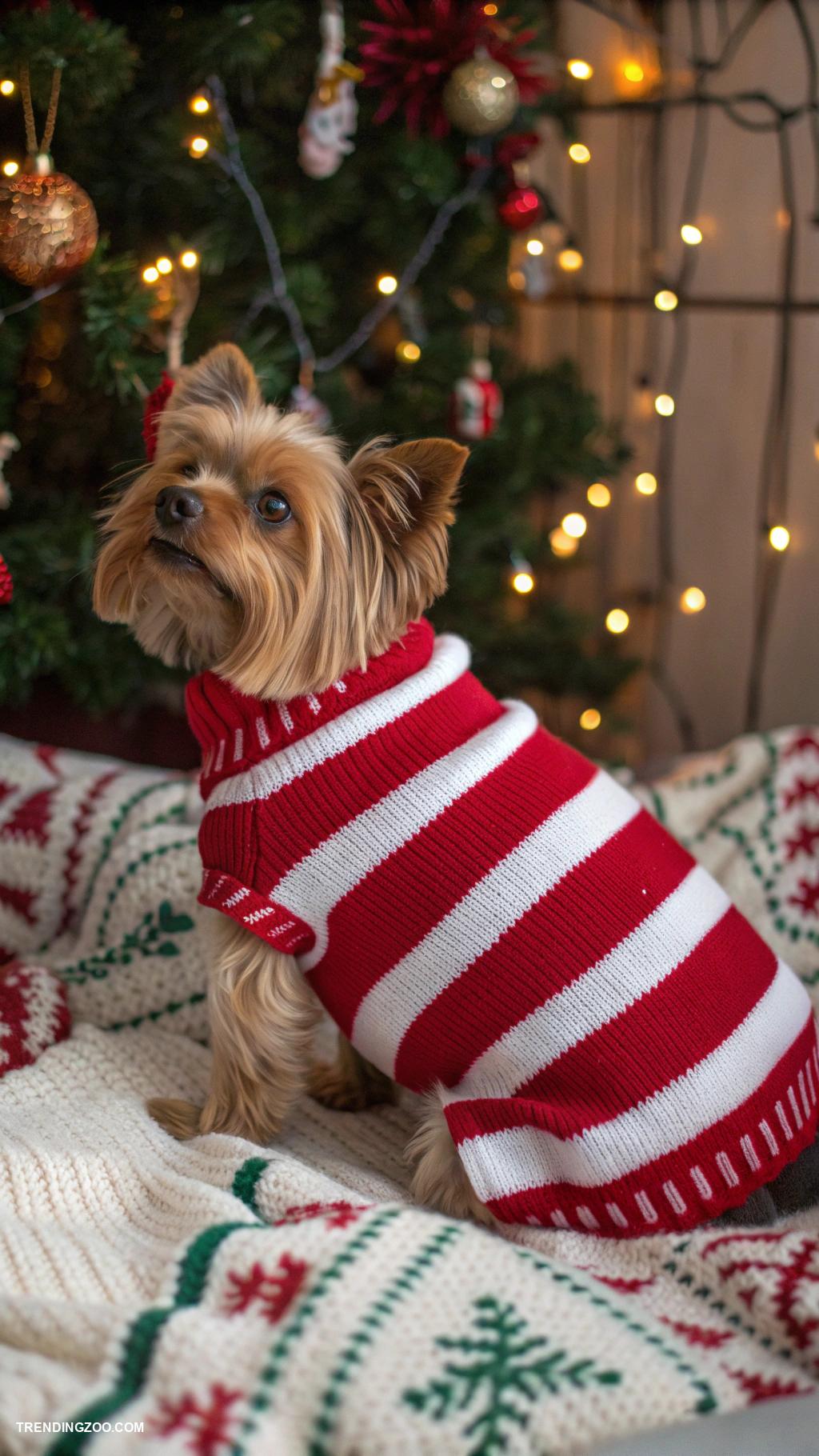 christmas dog outfits Candy cane striped sweater